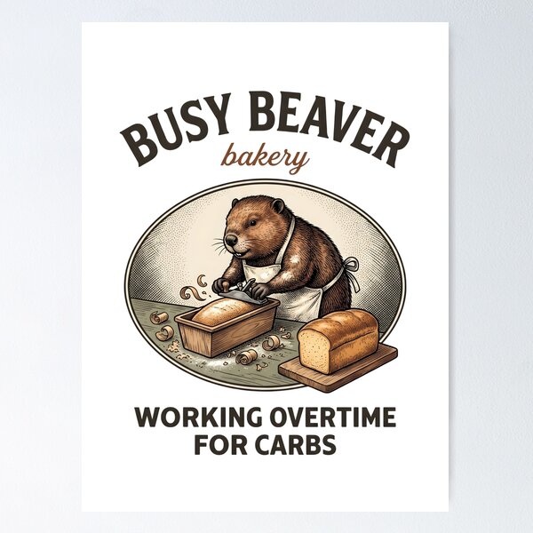 Item preview, Beaver Baker Bread Baking Cute Animal Bakery designed and sold by StickerNestYou.