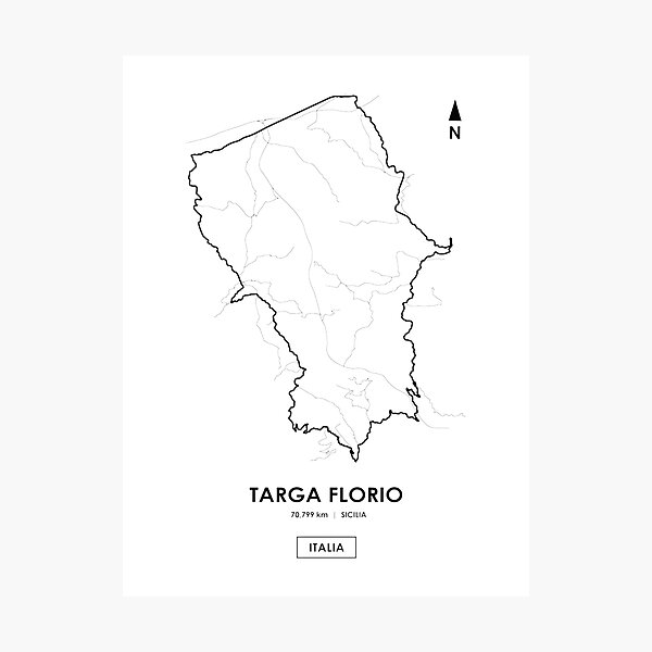 Item preview, Targa Florio Sicily Race Track Map Design Featuring Kilometers Route designed and sold by PORTALSTAR.