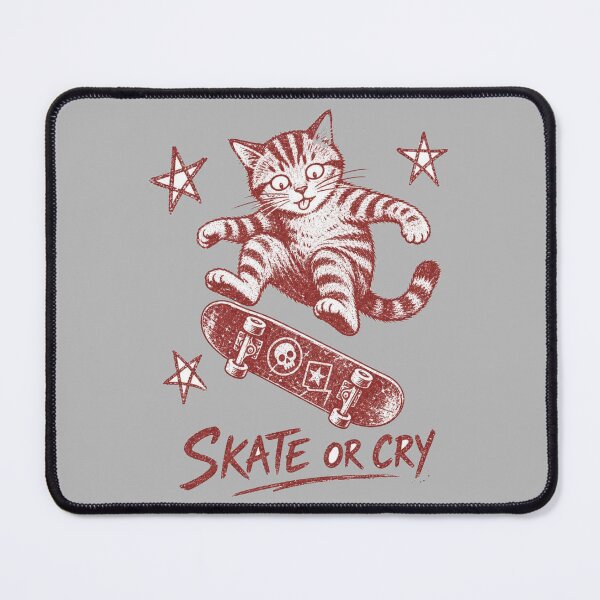 Item preview, Skate Or Cry Funny Cat Skateboard Graphic Soft Grunge designed and sold by Yellowriversss.
