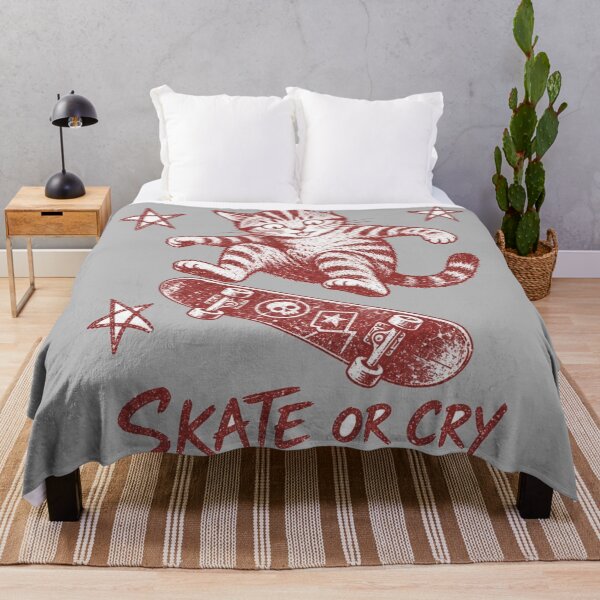 Item preview, Skate Or Cry Funny Cat Skateboard Graphic Soft Grunge designed and sold by Yellowriversss.