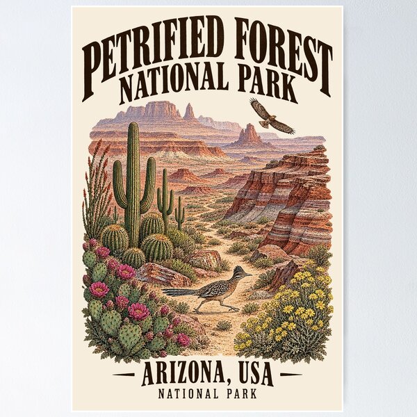 Item preview, Petrified Forest National Park, Arizona, USA [Vintage Illustration] designed and sold by elektronen.