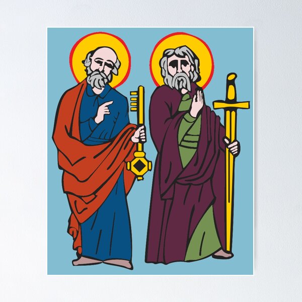 Item preview, Saints Peter & Paul | Apostolic Christian Art, Engraving Style Ancient Catholic designed and sold by CoolHistoryMan.
