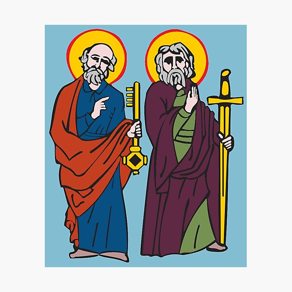 Item preview, Saints Peter & Paul | Apostolic Christian Art, Engraving Style Ancient Catholic designed and sold by CoolHistoryMan.
