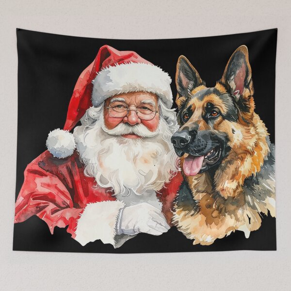 Item preview, Santa Claus German Shepherd Watercolor designed and sold by Litely.
