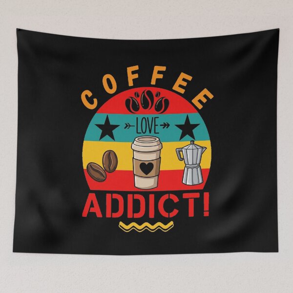 Item preview, Vintage Retro Sunset Food Image Quote of COFFEE ADDICT! designed and sold by Giulivo Store Graphic.