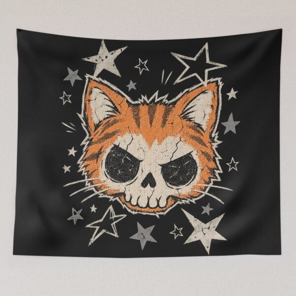 Item preview, Cat Skull Hybrid Tabby Face Grunge Graphic Cute Soft Grunge designed and sold by Yellowriversss.