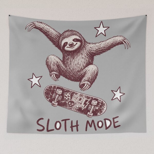 Item preview, Sloth Mode Skateboard Funny Grunge Graphic Soft Grunge designed and sold by Yellowriversss.