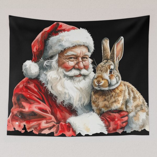 Item preview, Santa Claus and Wild Hare Watercolor designed and sold by Litely.