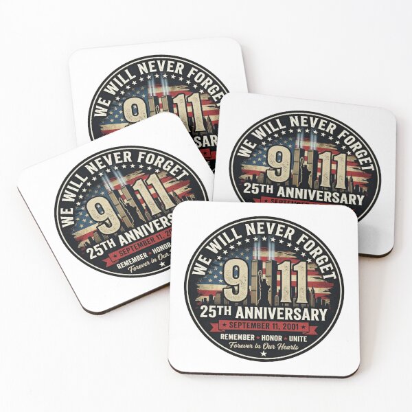 Item preview, We Will Never Forget 25th Anniversary 911 Twin Towers NYC Skyline Patriotic Memorial Seal    designed and sold by raedattia.