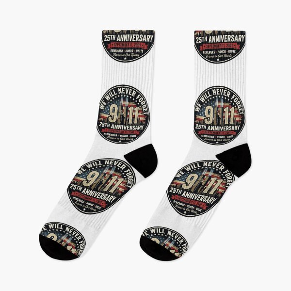 Item preview, We Will Never Forget 25th Anniversary 911 Twin Towers NYC Skyline Patriotic Memorial Seal    designed and sold by raedattia.