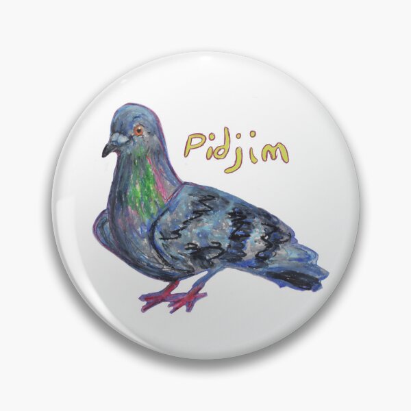 Item preview, Pidjim, the Pigeon. Hand-drawn oil pastel funny pigeon designed and sold by SophieStockArt.