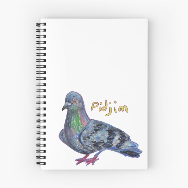 Aperçu de l'œuvre Pidjim, le pigeon. Pigeon rigolo dessiné à la main au pastel à l'huile créée et vendue par SophieStockArt.