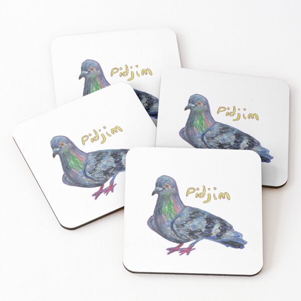 Item preview, Pidjim, the Pigeon. Hand-drawn oil pastel funny pigeon designed and sold by SophieStockArt.