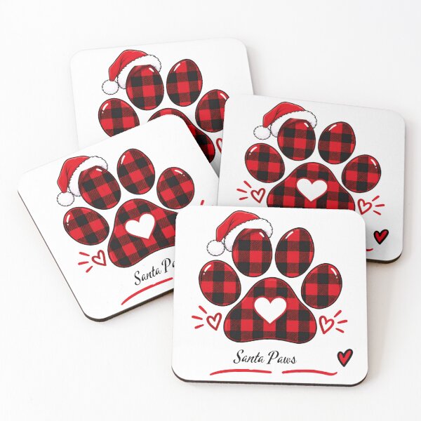 Item preview, Santa Paws Christmas Dog Paw Buffalo Plaid designed and sold by Kenzie & Co.