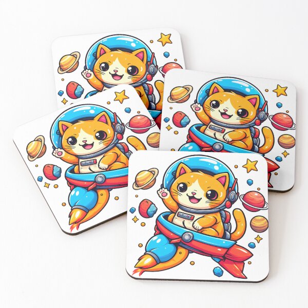 Item preview, Cute Orange Cat Astronaut Riding a Rocket – Kawaii Space Adventure designed and sold by RED-BUBBLE131.