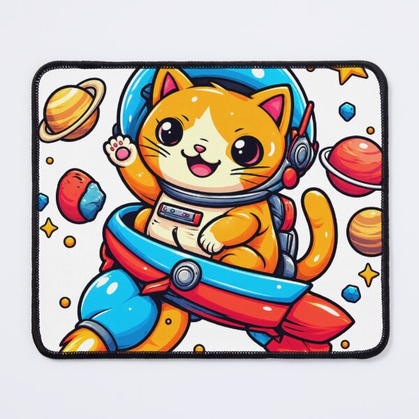Item preview, Cute Orange Cat Astronaut Riding a Rocket – Kawaii Space Adventure designed and sold by RED-BUBBLE131.