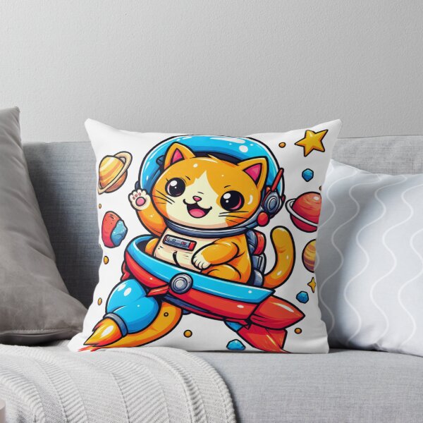 Item preview, Cute Orange Cat Astronaut Riding a Rocket – Kawaii Space Adventure designed and sold by RED-BUBBLE131.