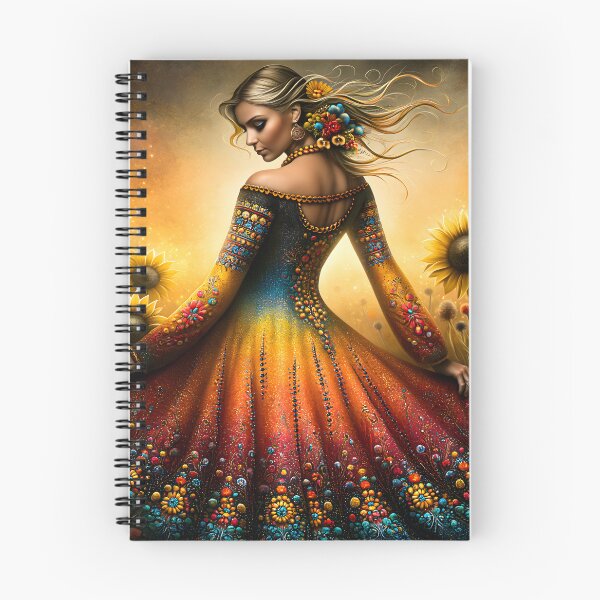 Item preview, Colorful Woman in Floral Dress Among Sunflowers designed and sold by Artessie.