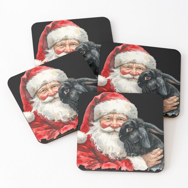 Item preview, Santa Claus Black Lop Rabbit Watercolor designed and sold by Litely.