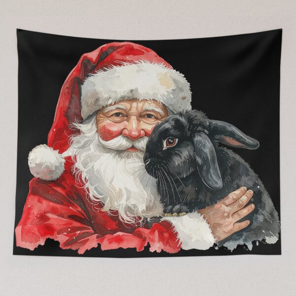 Item preview, Santa Claus Black Lop Rabbit Watercolor designed and sold by Litely.
