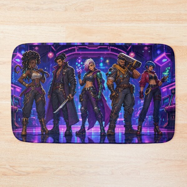 Item preview, Neon Cyberpunk Warriors Pixel Art designed and sold by EchoWave11.