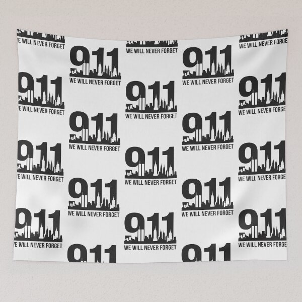Item preview, 911 We Will Never Forget Twin Towers NYC Skyline Silhouette Patriotic Memorial Graphic    designed and sold by raedattia.