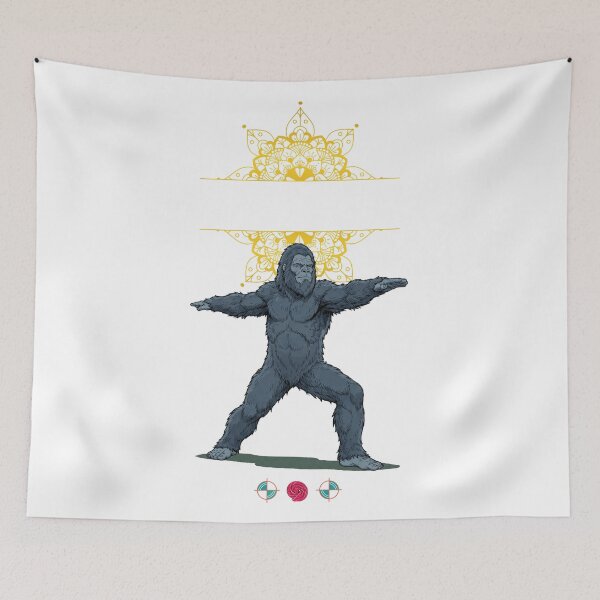 Item preview, Sasquatch Warrior II Yoga Pose - Zen Bigfoot Graphic Tee & Sticker designed and sold by Whimsy Trail Co.