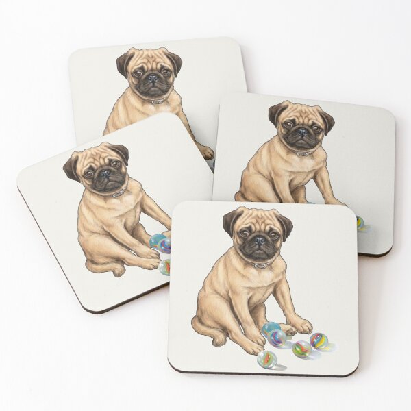 Item preview, PUG Dog with Marbles Illustration designed and sold by JoyfulWhimsy.