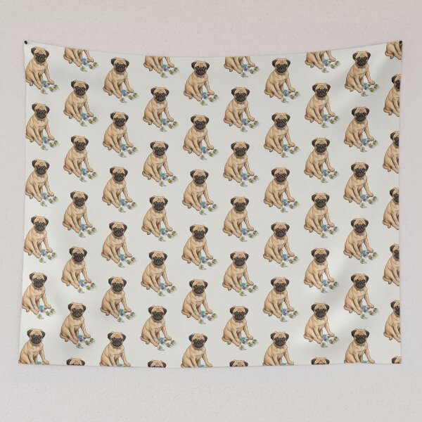 Item preview, PUG Dog with Marbles Illustration designed and sold by JoyfulWhimsy.