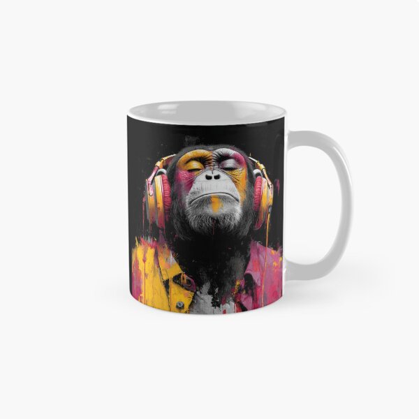 Item preview, Colorful Dj Monkey Thinker Painting With Headphones Vibrant Music Art designed and sold by GrinGalore.