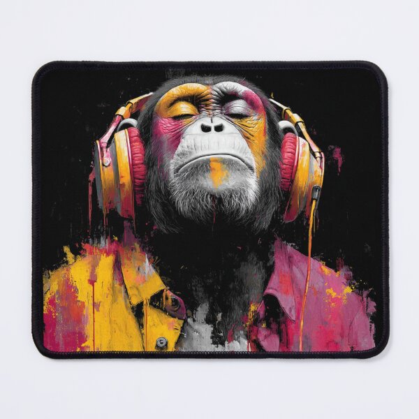 Item preview, Colorful Dj Monkey Thinker Painting With Headphones Vibrant Music Art designed and sold by GrinGalore.