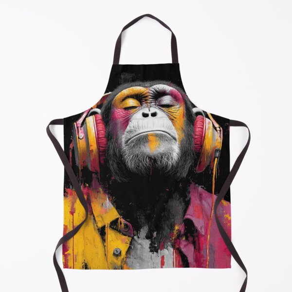 Item preview, Colorful Dj Monkey Thinker Painting With Headphones Vibrant Music Art designed and sold by GrinGalore.