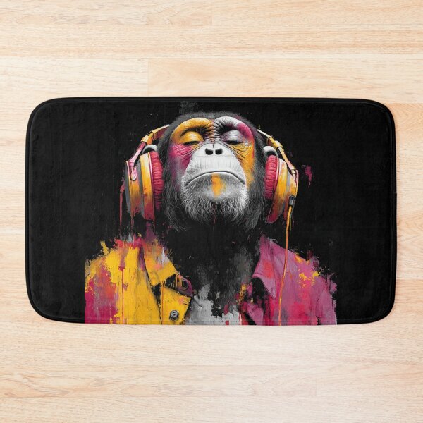 Item preview, Colorful Dj Monkey Thinker Painting With Headphones Vibrant Music Art designed and sold by GrinGalore.
