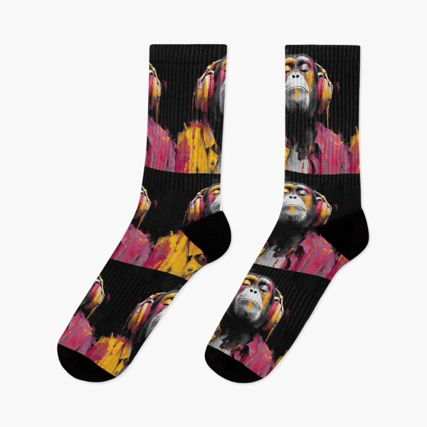Item preview, Colorful Dj Monkey Thinker Painting With Headphones Vibrant Music Art designed and sold by GrinGalore.