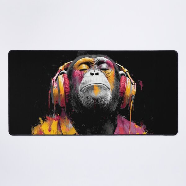 Item preview, Colorful Dj Monkey Thinker Painting With Headphones Vibrant Music Art designed and sold by GrinGalore.