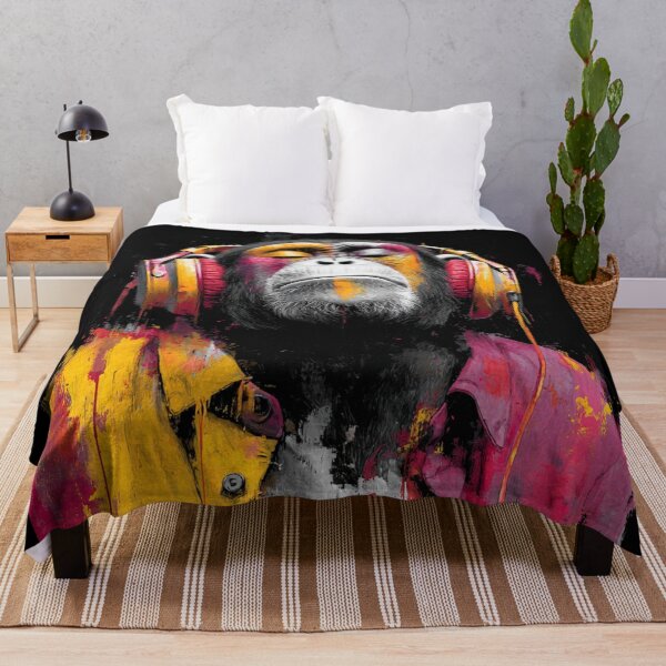 Item preview, Colorful Dj Monkey Thinker Painting With Headphones Vibrant Music Art designed and sold by GrinGalore.