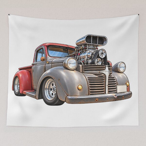 Item preview, Supercharged Street Rod Pickup – Automotive Caricature designed and sold by Russell Thorne.