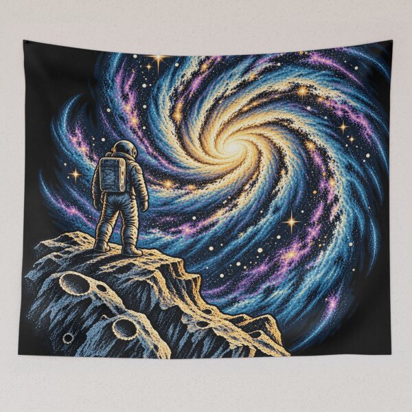 Item preview, Astronaut Looking At Spiral Galaxy Cosmic Space Art designed and sold by AstroPal28.