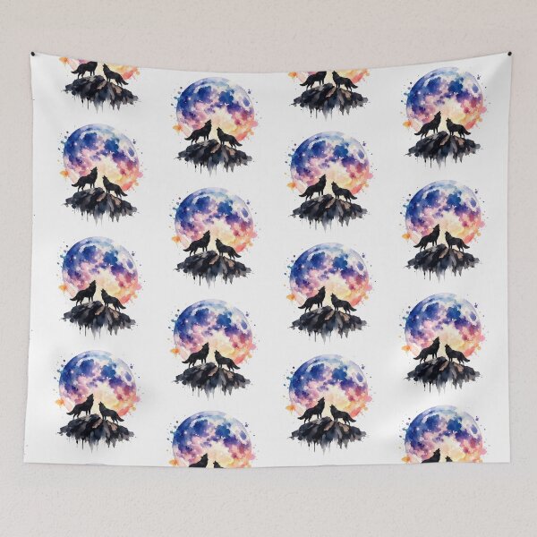 Item preview,  Watercolor Wolves and the Full Moon  designed and sold by silviaol.