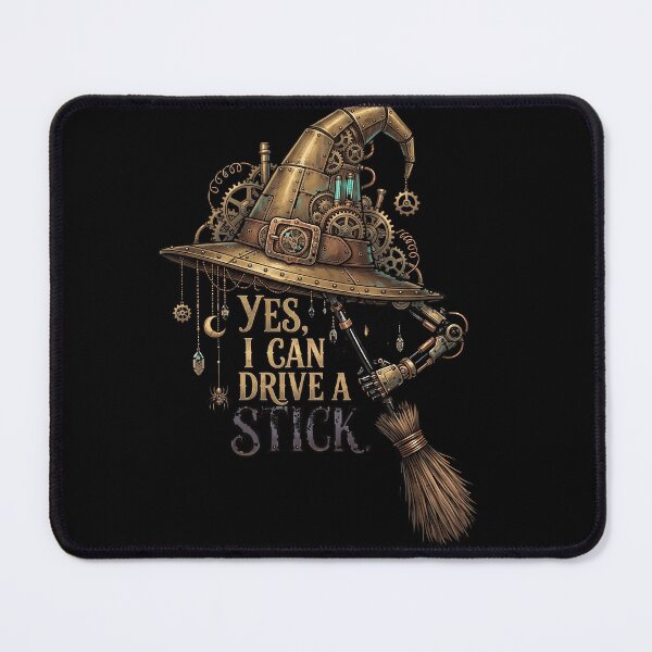 Item preview, Steampunk Witch Yes I Can Drive a Stick Retro Halloween Design designed and sold by ArcaneArtistry.