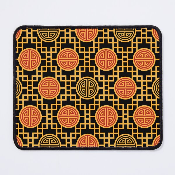 Item preview, Chinese Geometric Shou Symbols Red Yellow Black designed and sold by Pinkdeer Designs.