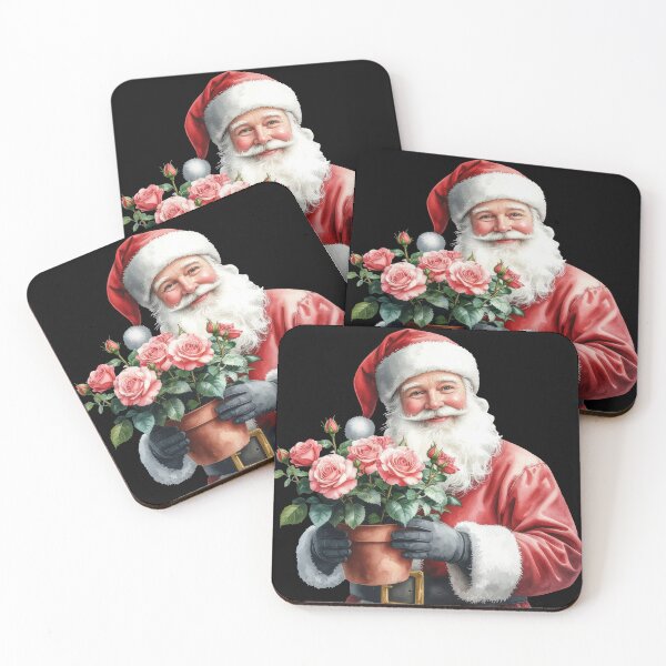 Item preview, Santa Claus Holding Pink Roses Flowers designed and sold by Litely.