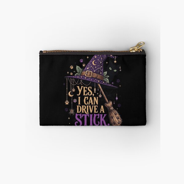 Item preview, Yes I Can Drive a Stick Witchy Black Cat Halloween Graphic designed and sold by ArcaneArtistry.