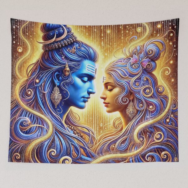 Item preview, Shiva Shakti Union – Visionary Goa Tantra Sacred Geometry Portrait designed and sold by The Sensing Room.