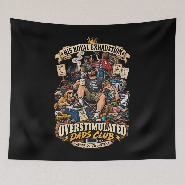 Item preview, His Royal Exhaustion Overstimulated Dads Club - Funny Dad Life Ruling On 4% Battery designed and sold by Neurospicy Trolls.