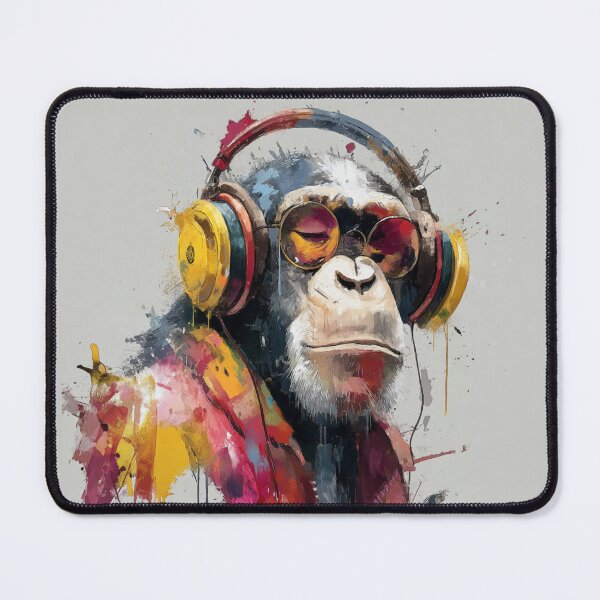 Item preview, Dj Monkey Painting With Sunglasses and Headphones Watercolor Art Print designed and sold by GrinGalore.