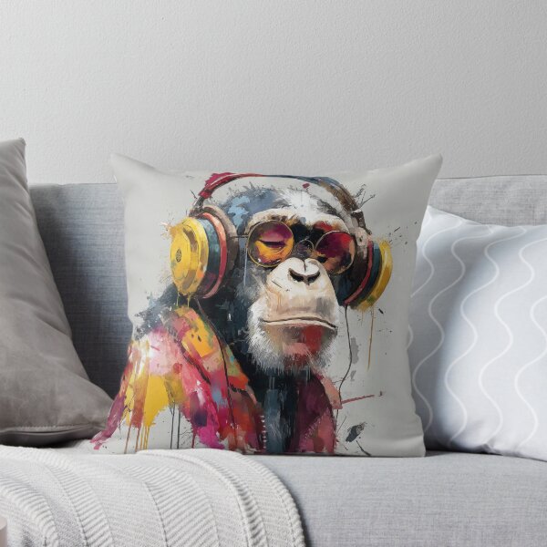 Item preview, Dj Monkey Painting With Sunglasses and Headphones Watercolor Art Print designed and sold by GrinGalore.