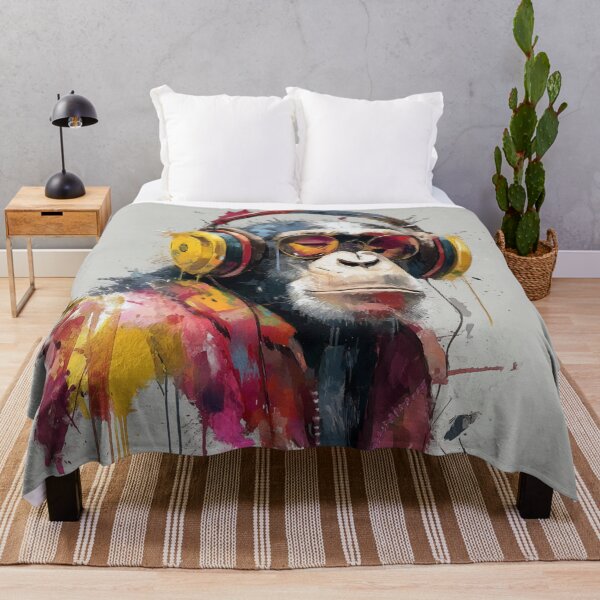 Item preview, Dj Monkey Painting With Sunglasses and Headphones Watercolor Art Print designed and sold by GrinGalore.