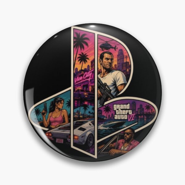 Item preview, Neon Vice and Retro Crime Aesthetic – Grand Theft Auto VI PlayStation Mashup designed and sold by WATEKE.