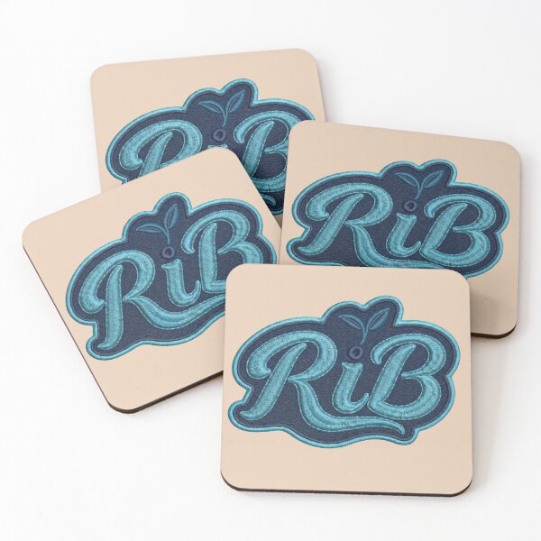 Item preview, RiB Script Organic Emblem Ocean Blue Typography designed and sold by Rib-Brand.